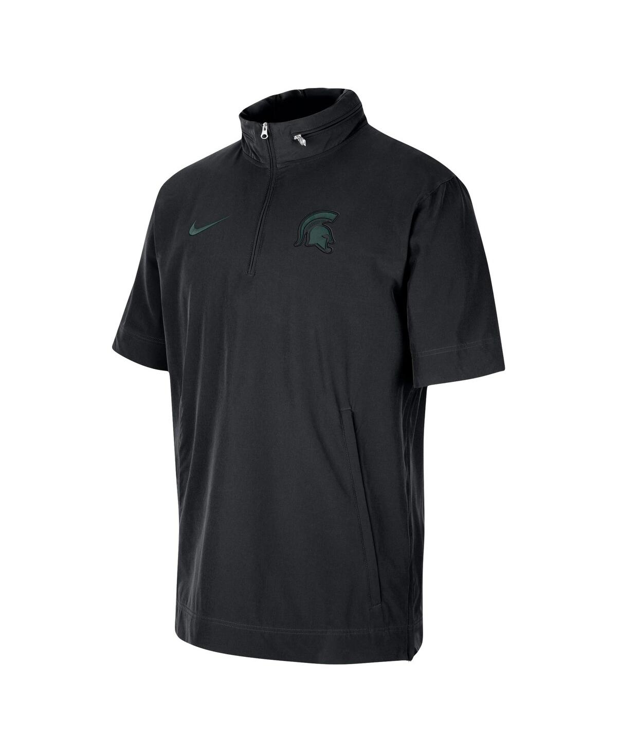 Shop Nike Men's  Black Michigan State Spartans Coaches Half-zip Short Sleeve Jacket