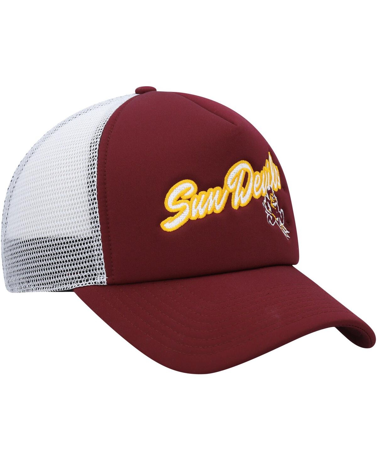 Shop Adidas Originals Men's Adidas Maroon Arizona State Sun Devils Script Trucker Snapback Hat