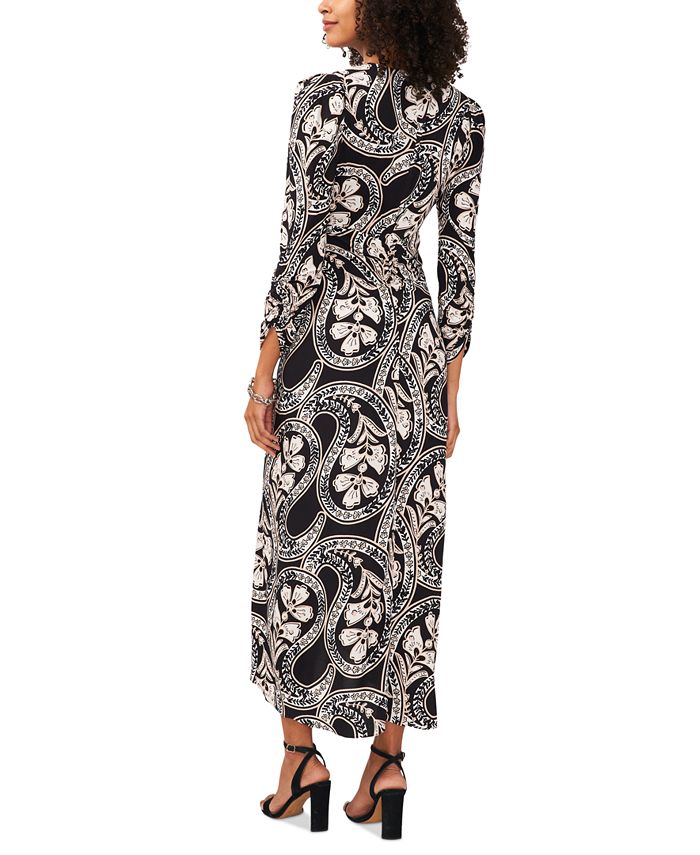 MSK Women's Printed Ruched 3/4Sleeve Maxi Dress Macy's