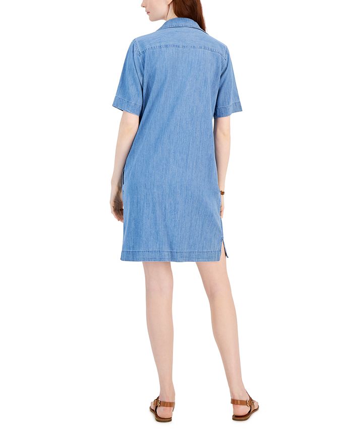 Tommy Hilfiger Women's Popover Short-Sleeve Chambray Dress - Macy's