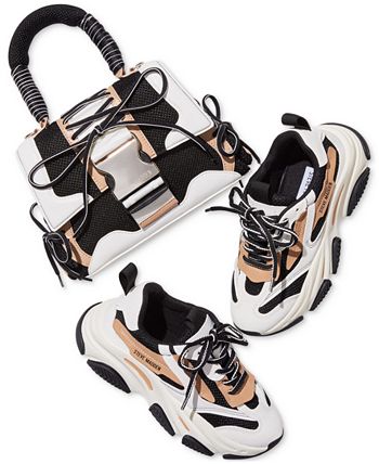 Steve Madden Possession multi panel chunky sneakers in tan mix