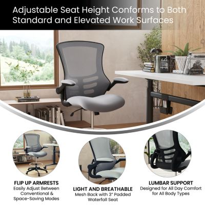 Mid-Back Mesh Ergonomic Drafting Chair With Foot Ring And Flip-Up Arms