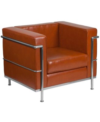Contemporary Leathersoft Chair With Double Bar Encasing Frame