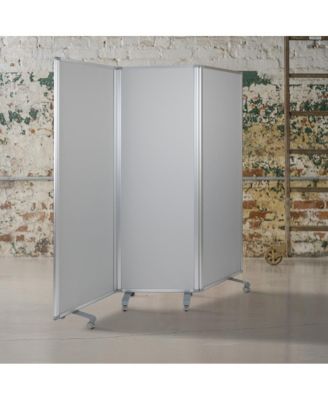 Mobile Whiteboard/Cloth 3 Section Partition With Locking Casters, 72"H X 24"W