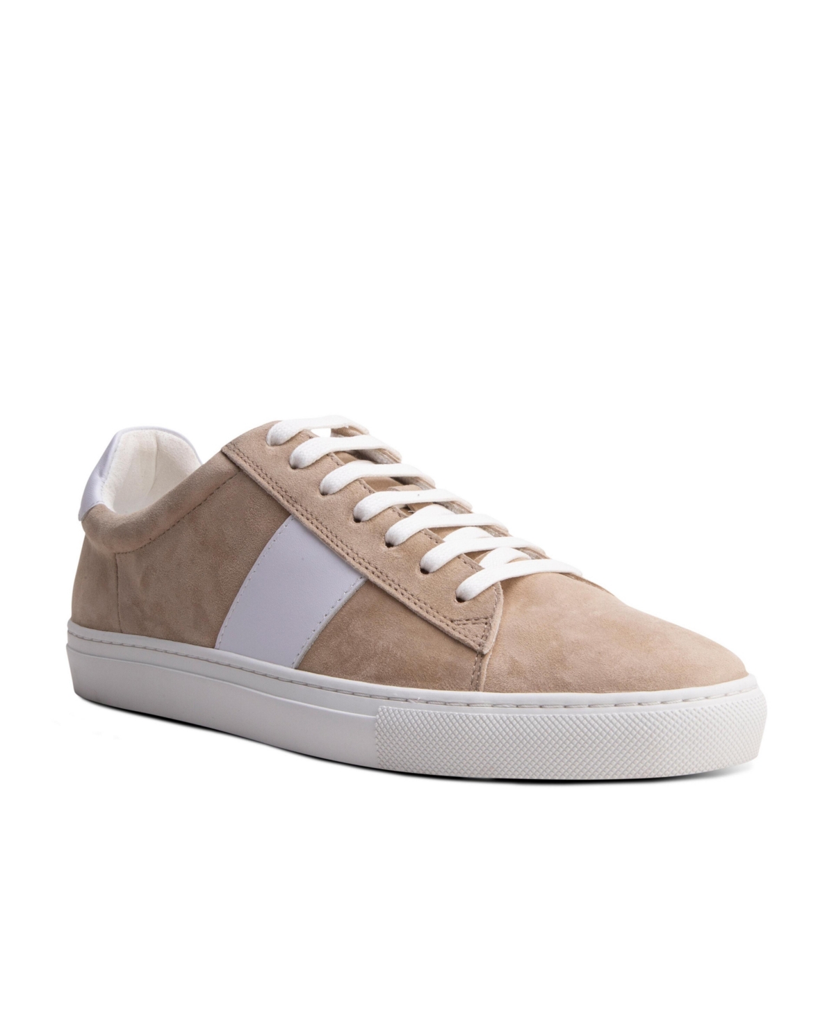 Men's Jay Stripe Casual Mixed Leather Low Top Fashion Sneaker - Light blue suede/white