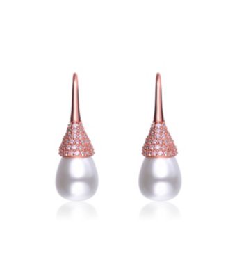 Sterling Silver Cubic Zirconia and Pearl Bulb Earrings