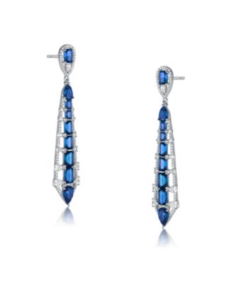 Sterling Silver and Cubic Zirconia Ladder Style Dangle Earrings