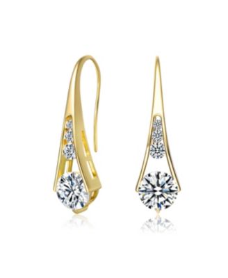 thumbnail image 2 of 925 Sterling Silver Plated Round Cut Cubic Zirconia Stud Earrings For Women 2 of 4