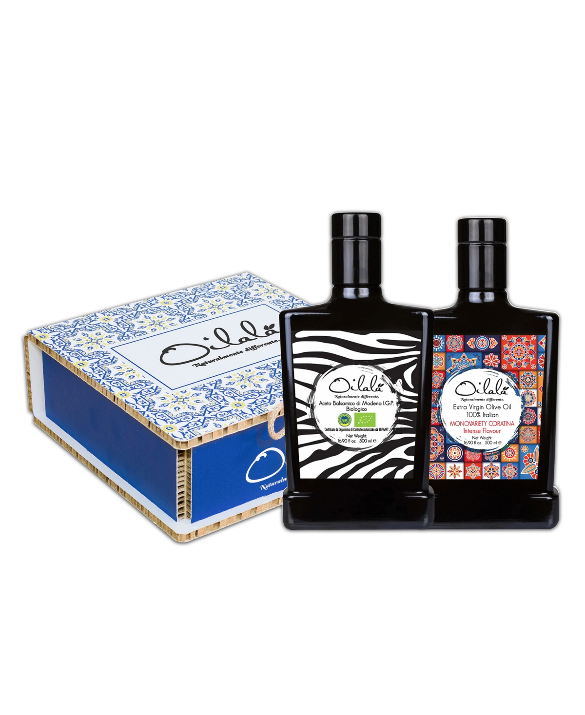 Oilala Olive Oil And Vinegar Gift Box Bottle, Set Of 2, 500 ml Each In Animal Print