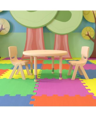 33" Round Plastic Height Adjustable Activity Table Set With 2 Chairs