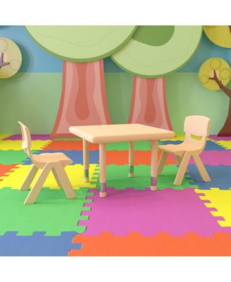 24" Square Plastic Height Adjustable Activity Table Set With 2 Chairs
