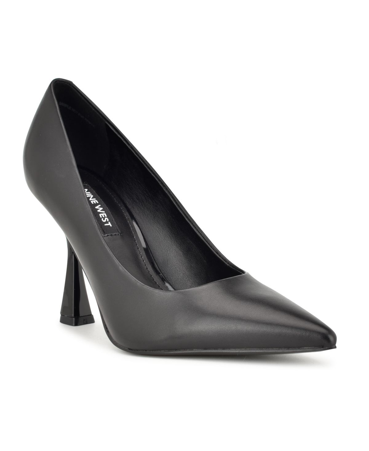 Women's Ravens Pointy Toe Tapered Heel Dress Pumps - Black Leather