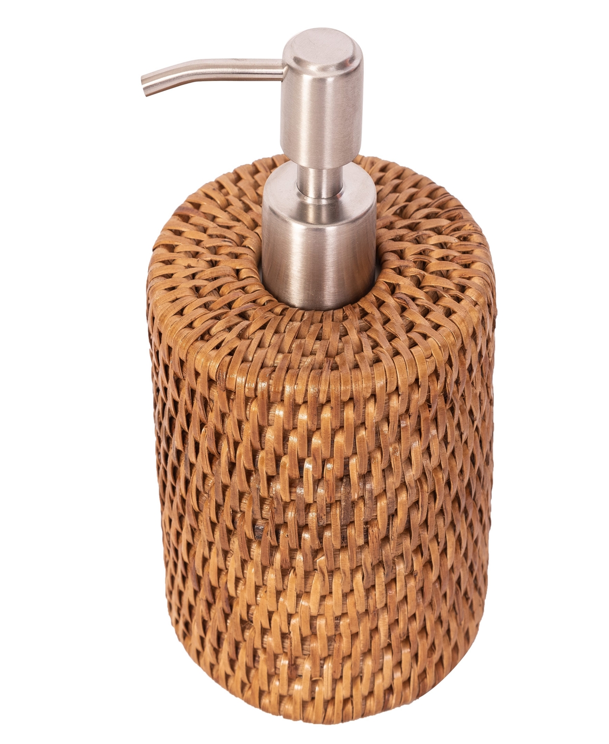 Artifacts Trading Company Artifacts Rattan Stainless Steel Polished Finish Soap Pump Dispenser In Honey Brown