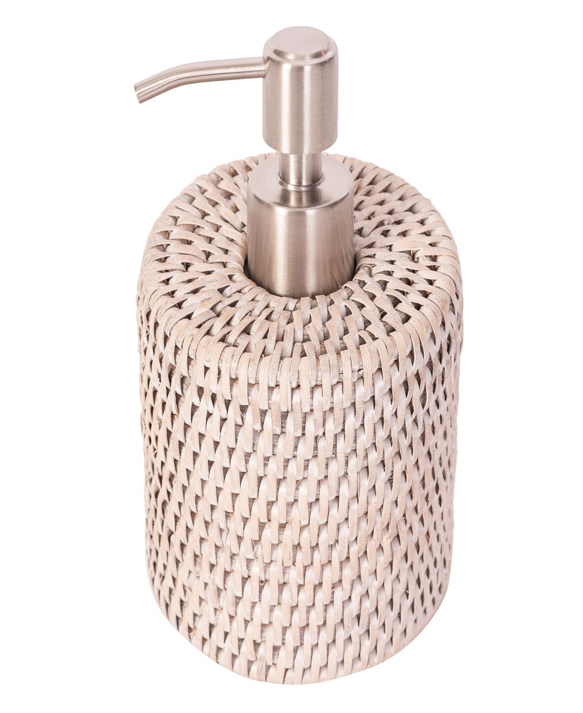 Artifacts Trading Company Artifacts Rattan Stainless Steel Polished Finish Soap Pump Dispenser In White Wash