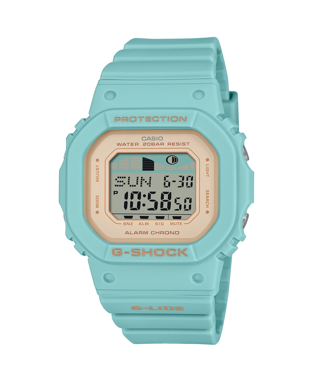 Unisex Digital Aqua Plastic Watch 40.5mm, GLXS5600-3 - Aqua