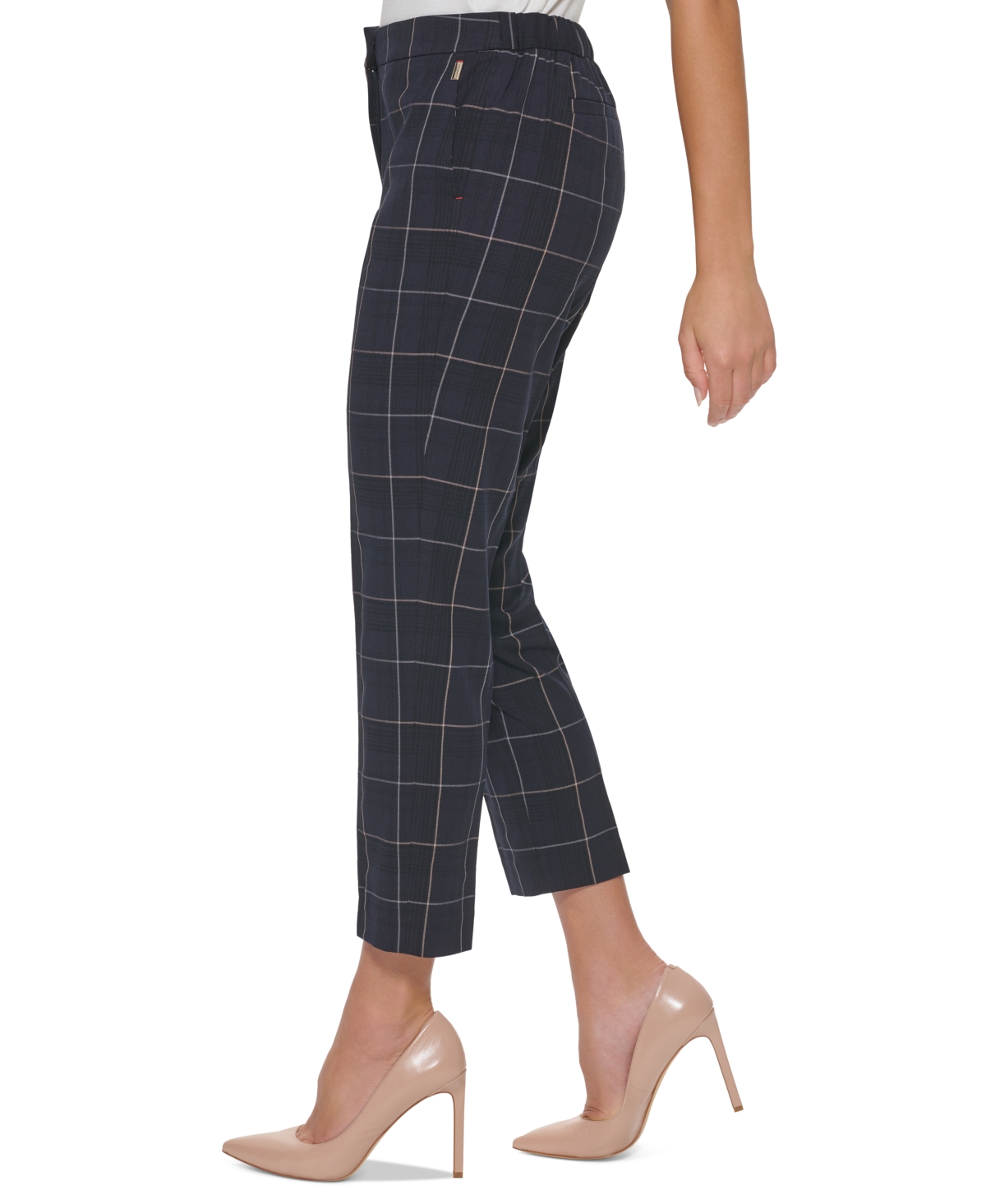 Tommy Hilfiger Women's Mid-Rise Plaid Ankle Pants - Grey Multi