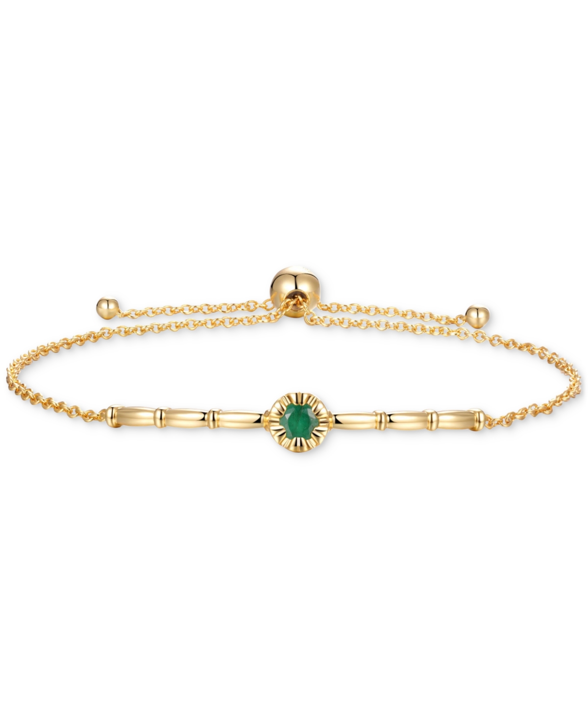 Macy's Emerald & Polished Bar Bolo Bracelet (1/3 Ct. T.w.) In Gold-plated Sterling Silver (also In Ruby & S