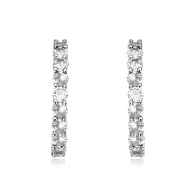 Colored Cubic Zirconia Inside Out Hoop Earrings