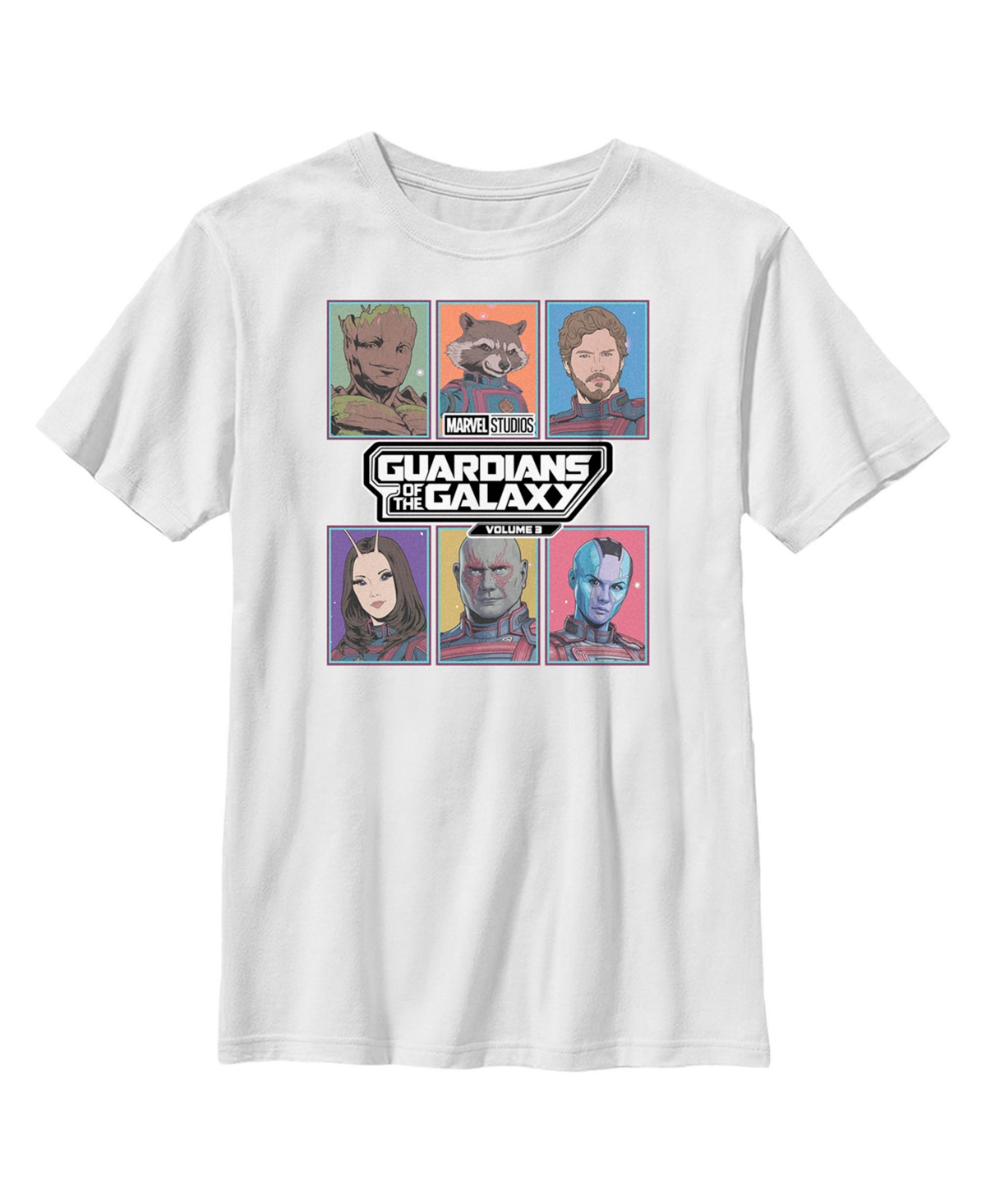 Marvel Boy's Guardians Of The Galaxy Vol. 3 Animated Squares Child T-shirt In White