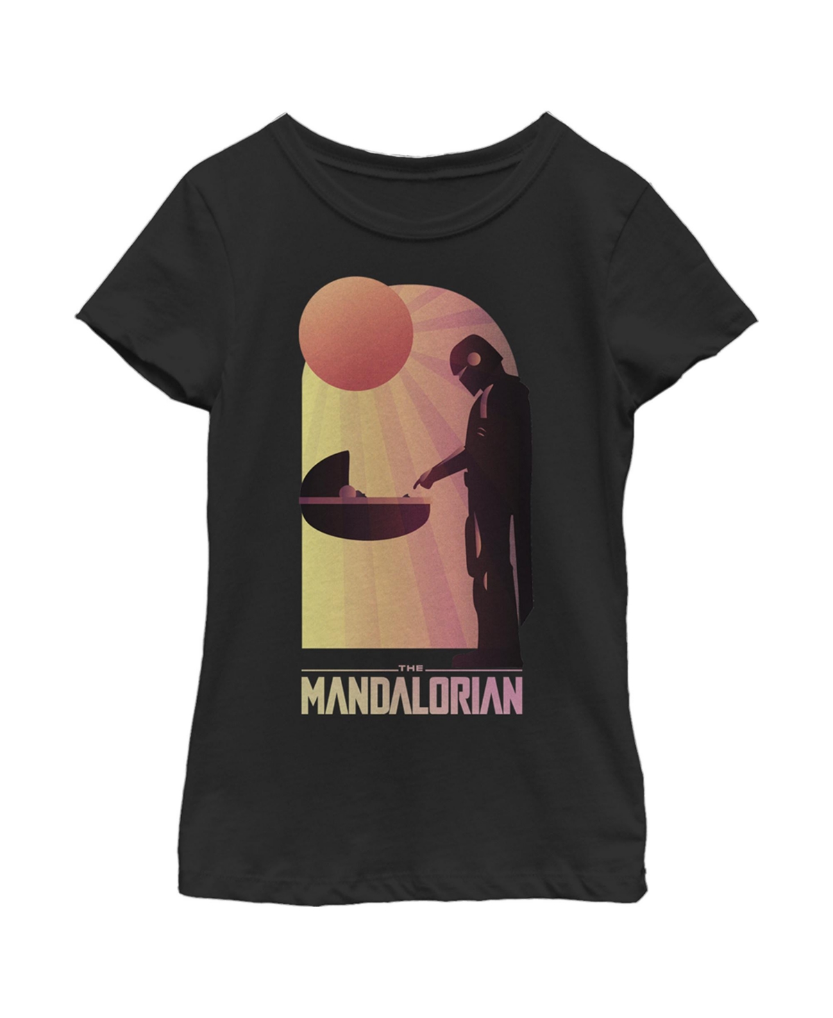 Disney Lucasfilm Kids' Girl's Star Wars: The Mandalorian The Child And Bounty Hunter Connection Made Child T-shirt In Black