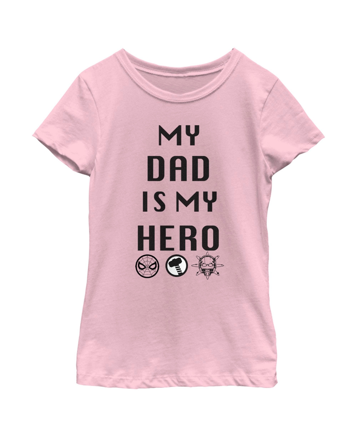 Marvel Girl's  Avengers My Dad Is My Hero Child T-shirt In Light Pink