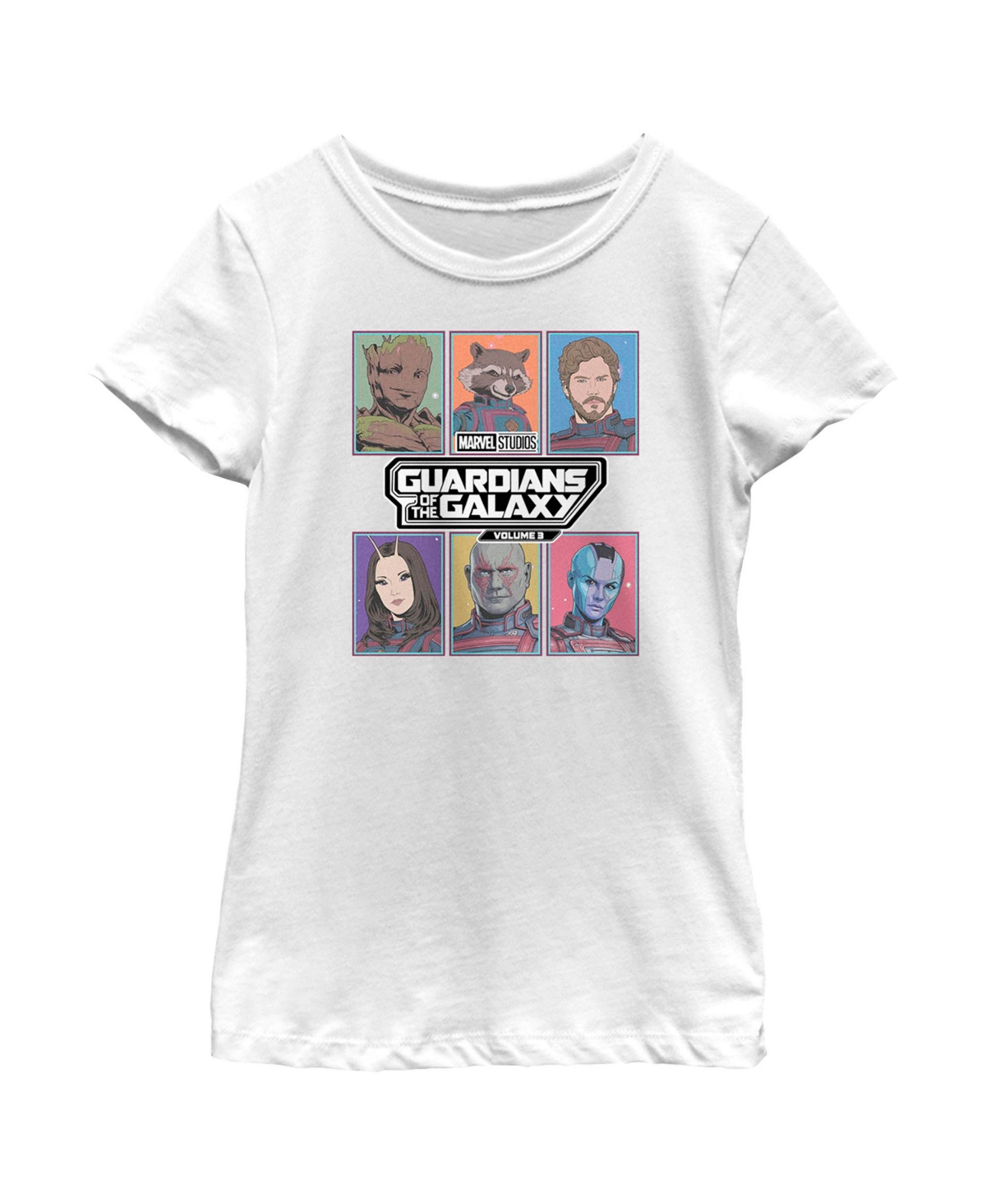 Marvel Girl's Guardians Of The Galaxy Vol. 3 Animated Squares Child T-shirt In White