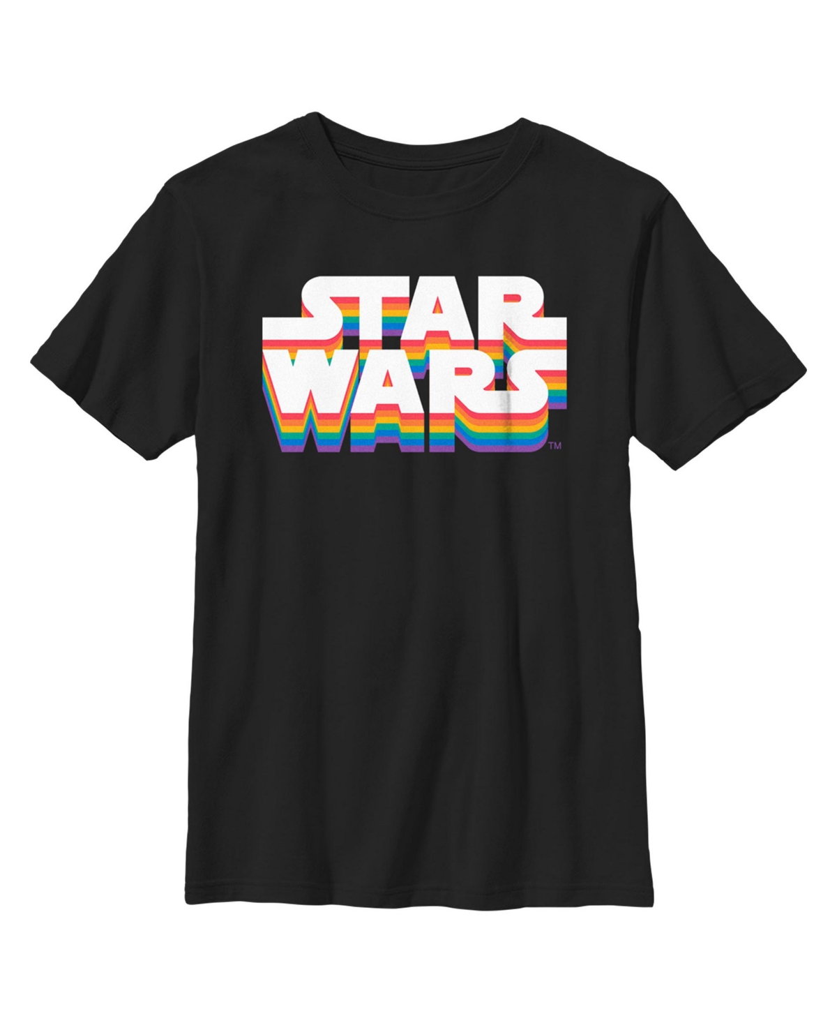 Disney Lucasfilm Boy's Star Wars Pride Rainbow Classic Logo Child T-shirt In Black