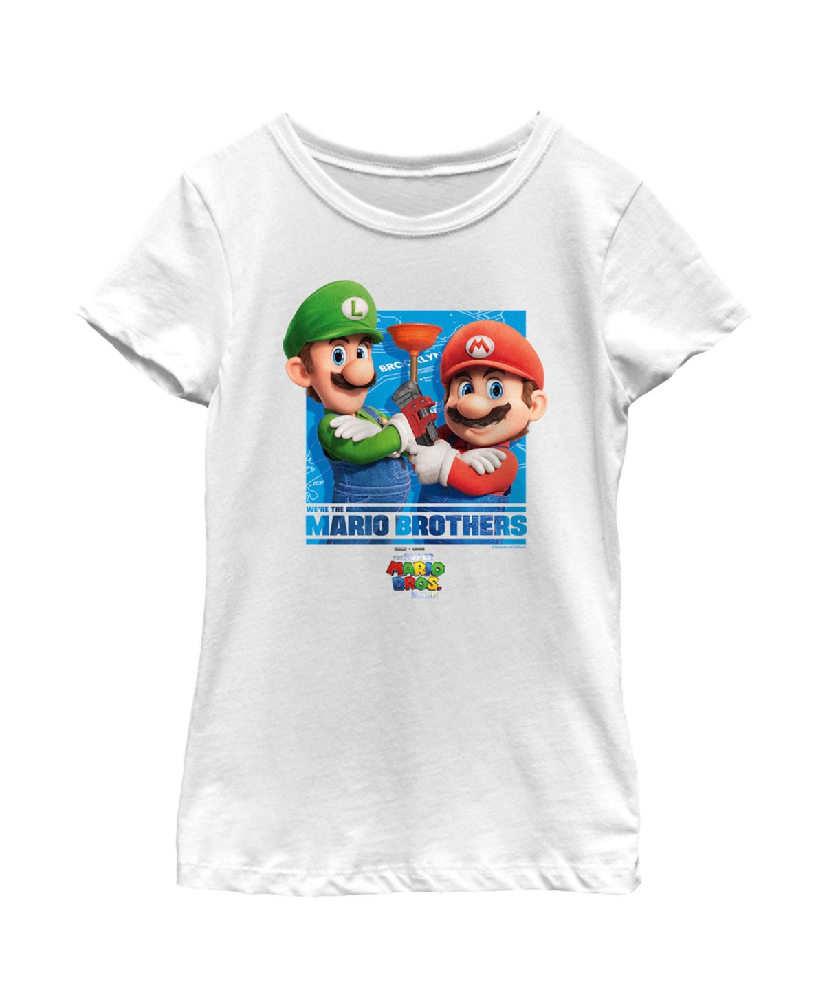 Nintendo Girl's The Super Mario Bros. Movie We're The Mario Brothers Child T-shirt In White