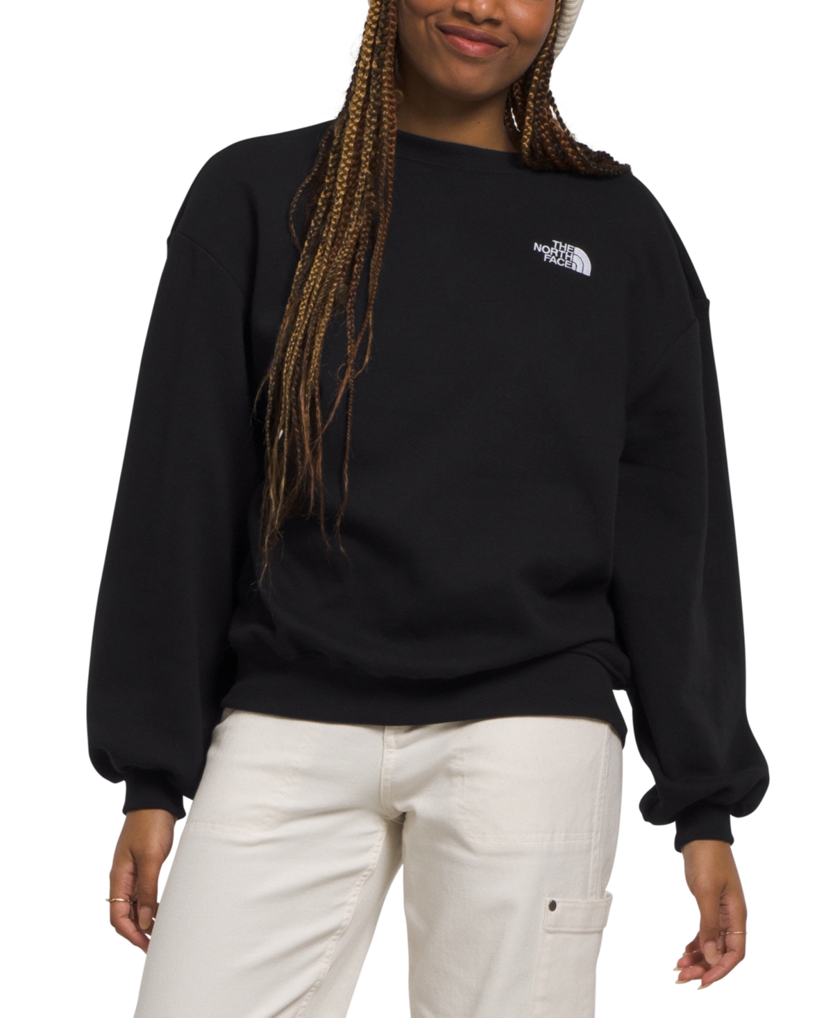 The North Face Women's Evolution Oversized Crewneck Fleece Sweatshirt In Tnf Light Grey Heather