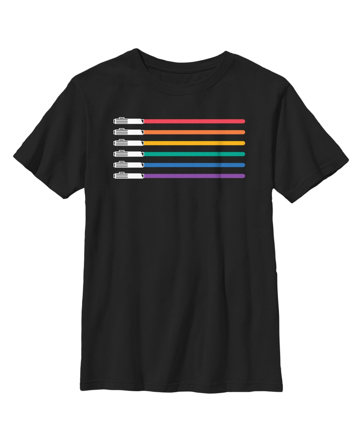 Disney Lucasfilm Boy's Star Wars Pride Rainbow Lightsabers Child T-shirt In Black