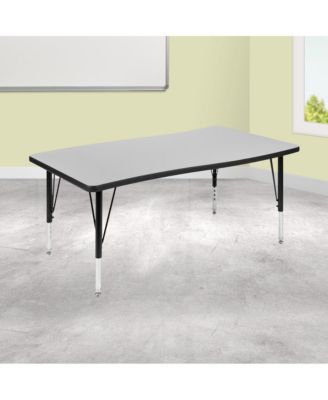 28"W X 47.5"L Rectangle Wave Flexible Collaborative Kids Adjustable Activity Table