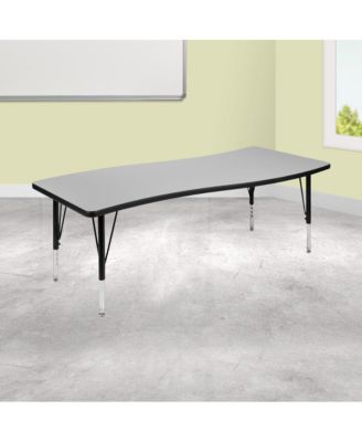 26"W X 60"L Rectangle Wave Flexible Collaborative Kids Adjustable Activity Table