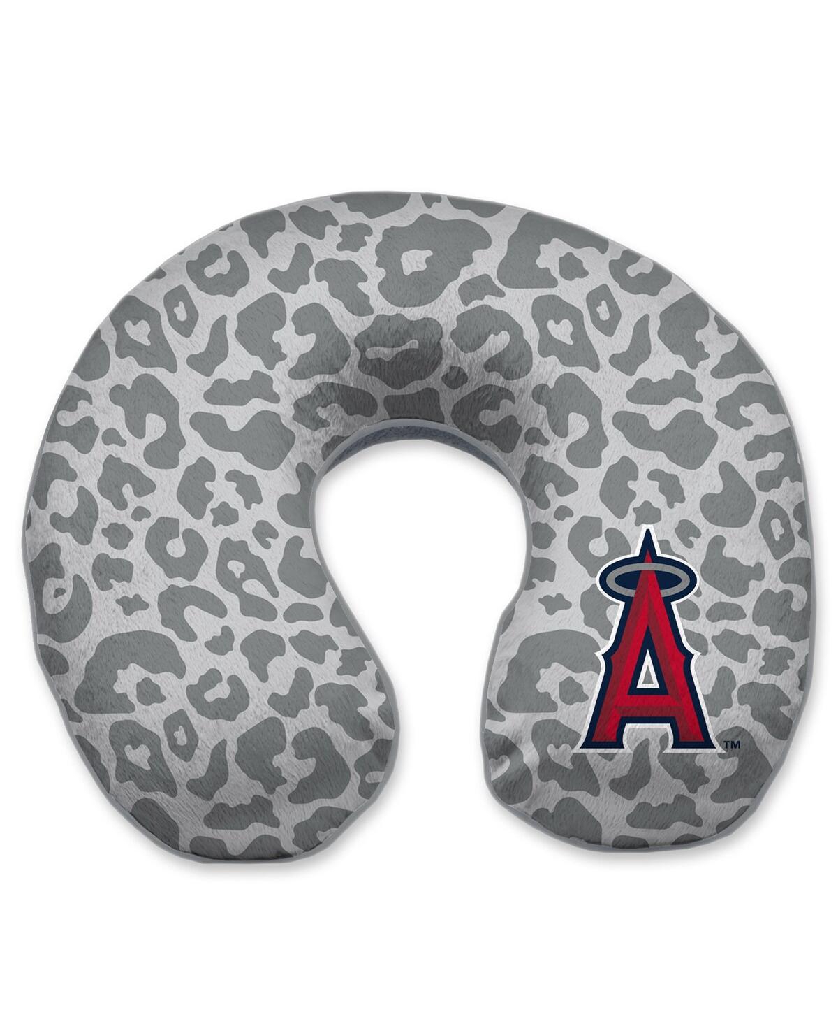 Pegasus Home Fashions Los Angeles Angels Cheetah Print Memory Foam Travel Pillow In Gray