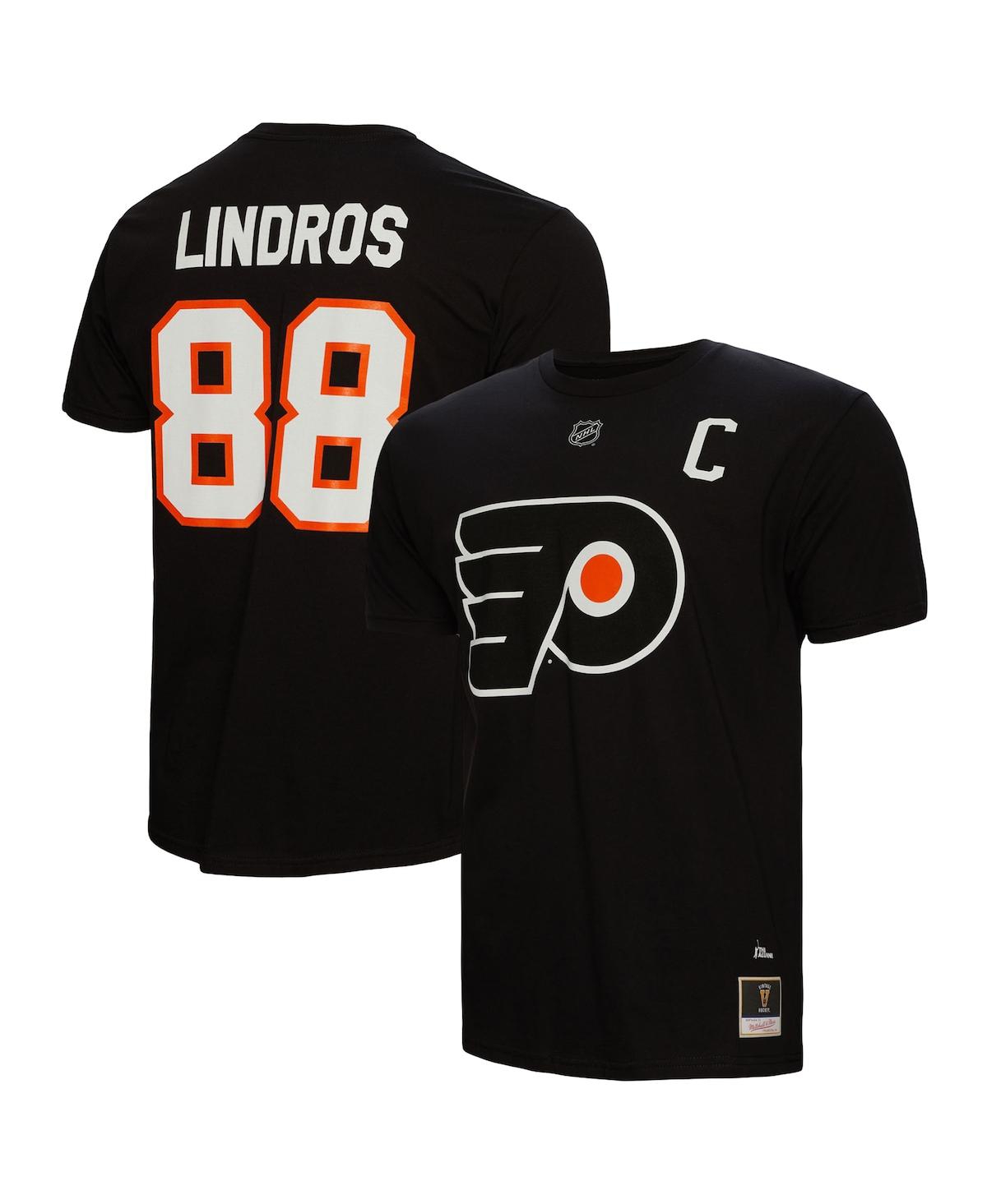 Shop Mitchell & Ness Men's  Eric Lindros Black Philadelphia Flyers Name And Number T-shirt