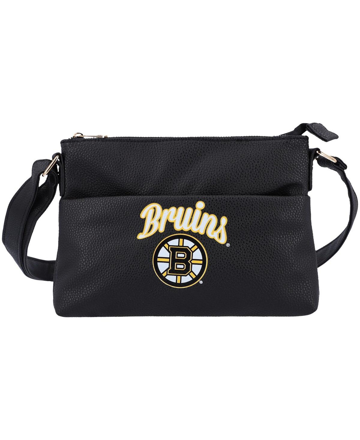 Women's Foco Boston Bruins Logo Script Crossbody Handbag - Black