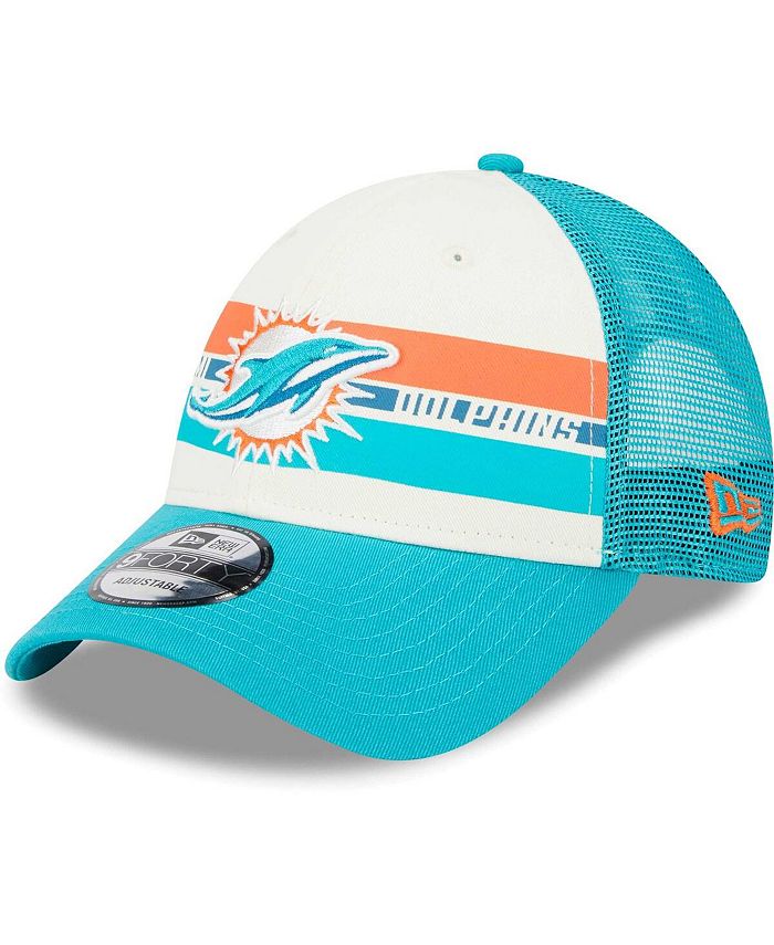 Miami Dolphins New Era Team Stripe Trucker 9FORTY Snapback Hat