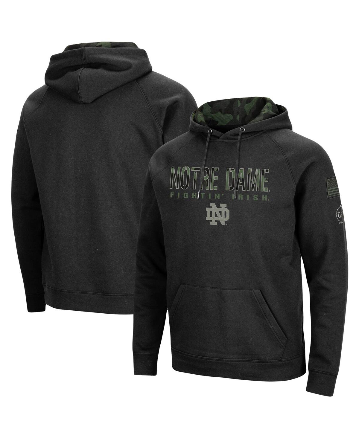 Colosseum Men's  Black Notre Dame Fighting Irish Oht Military-inspired Appreciation Camo Pullover Hoo In Black