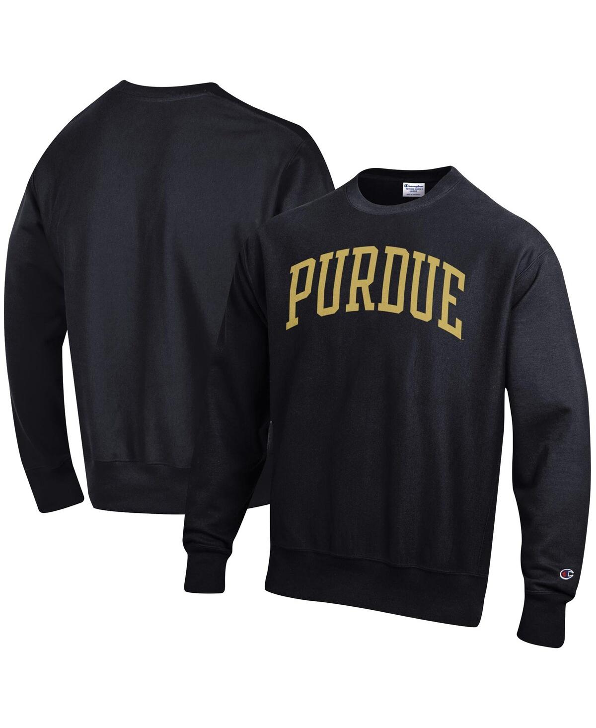 Shop Champion Men's  Black Purdue Boilermakers Arch Reverse Weave Pullover Sweatshirt