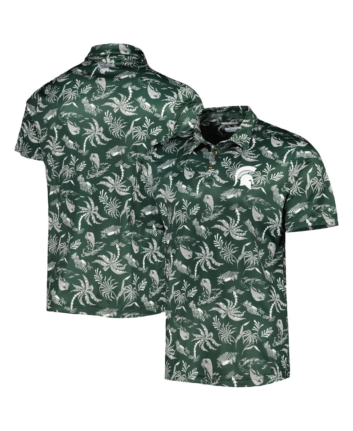 Columbia Green Michigan State Spartans Super Terminal Tackle Omni-shade Polo In Green