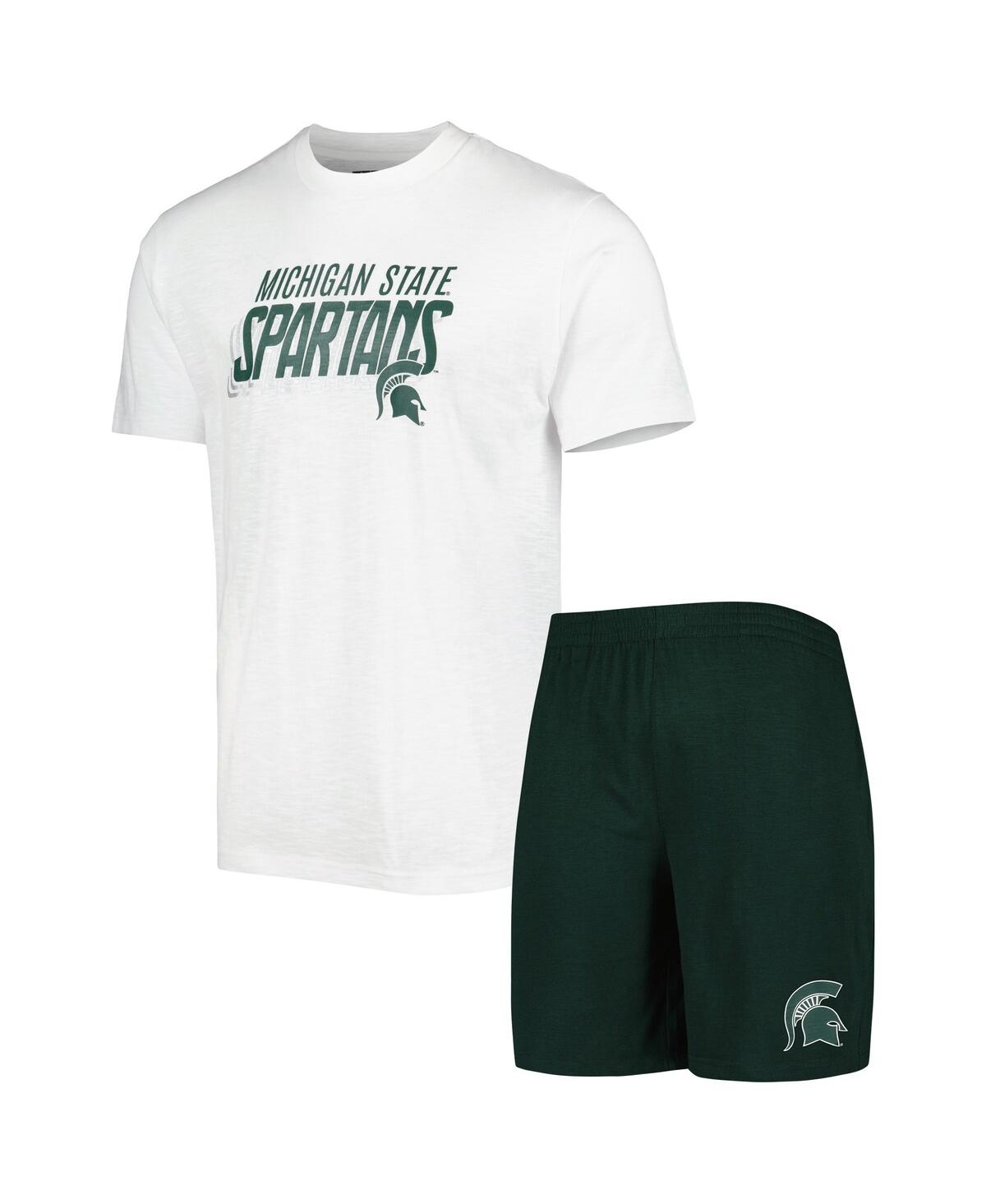 Men's Concepts Sport White Michigan State Spartans Downfield T-shirt and Shorts Set - White