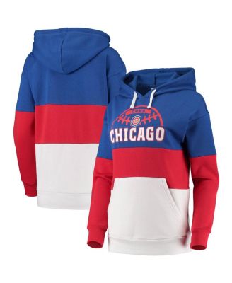 Women's Royal, Red Chicago Cubs Block and Tackle Colorblock Pullover Hoodie