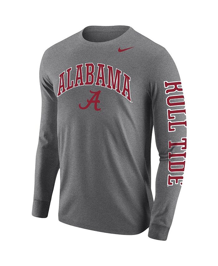 Nike Men's Heathered Gray Alabama Crimson Tide Arch and Logo Two-Hit ...