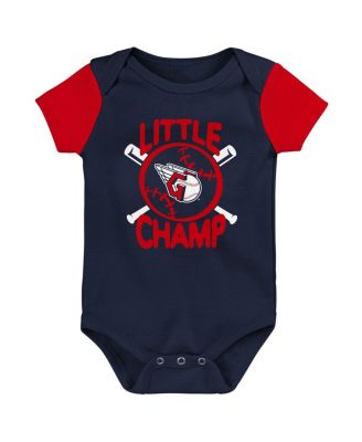 Newborn and Infant Boys and Girls Navy, Red Cleveland Guardians Little Champ Three-Pack Bodysuit Bib and Booties Set