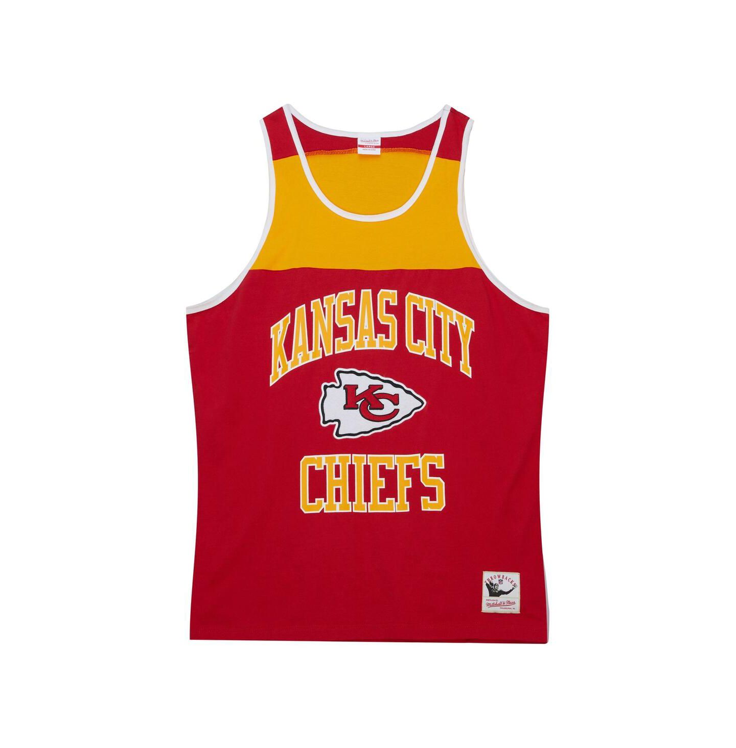 Мужской топ Mitchell & Ness Red, Gold Kansas City Chiefs Heritage Colorblock — фото 3