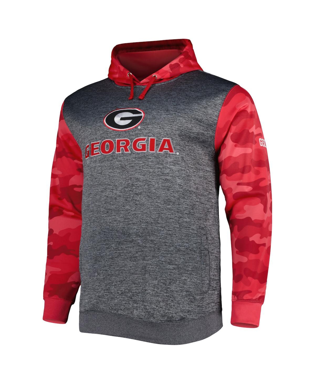 Profile Men's Heather Charcoal Georgia Bulldogs Big And Tall Raglan Fleece Pullover Hoodie In Heather Charcoal