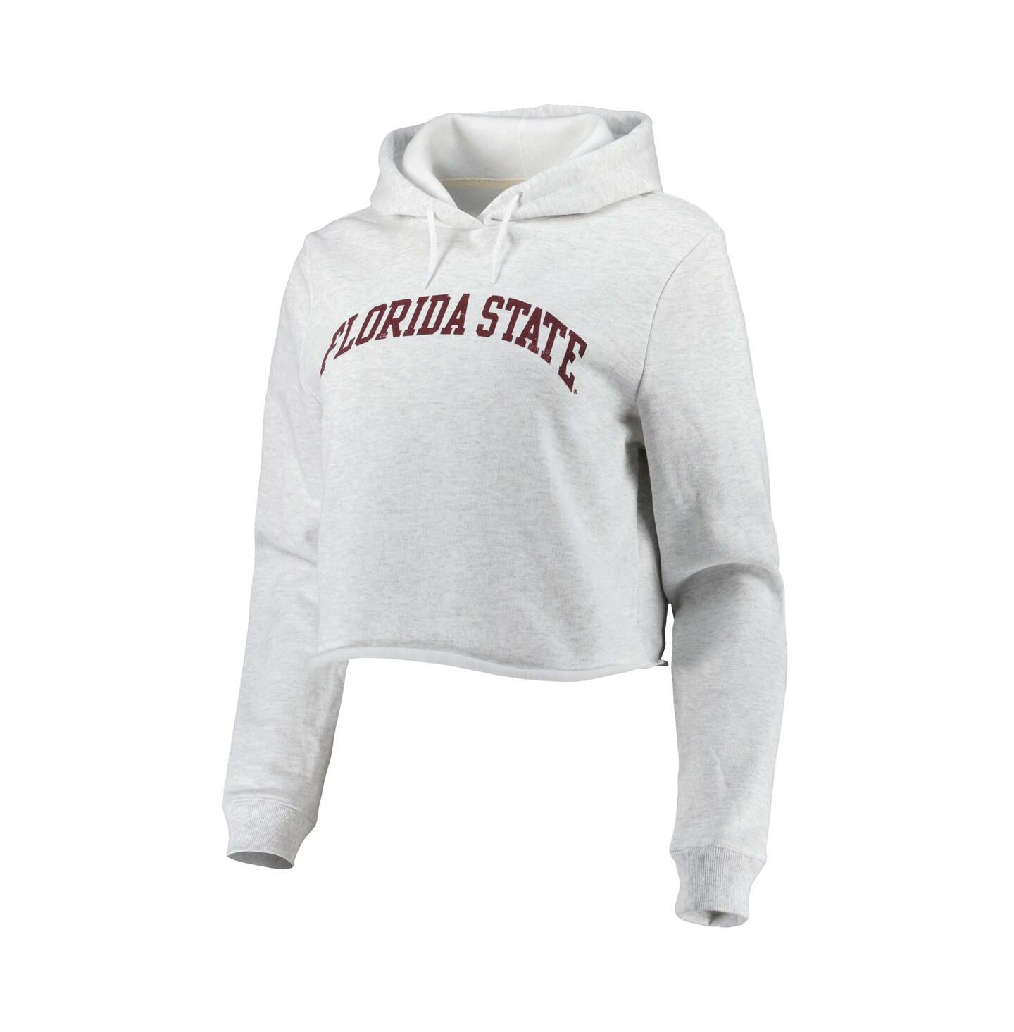 Женское худи League Collegiate Wear Ash Florida State Seminoles 2-Hit 1636 Cropped Pullover — фото 3