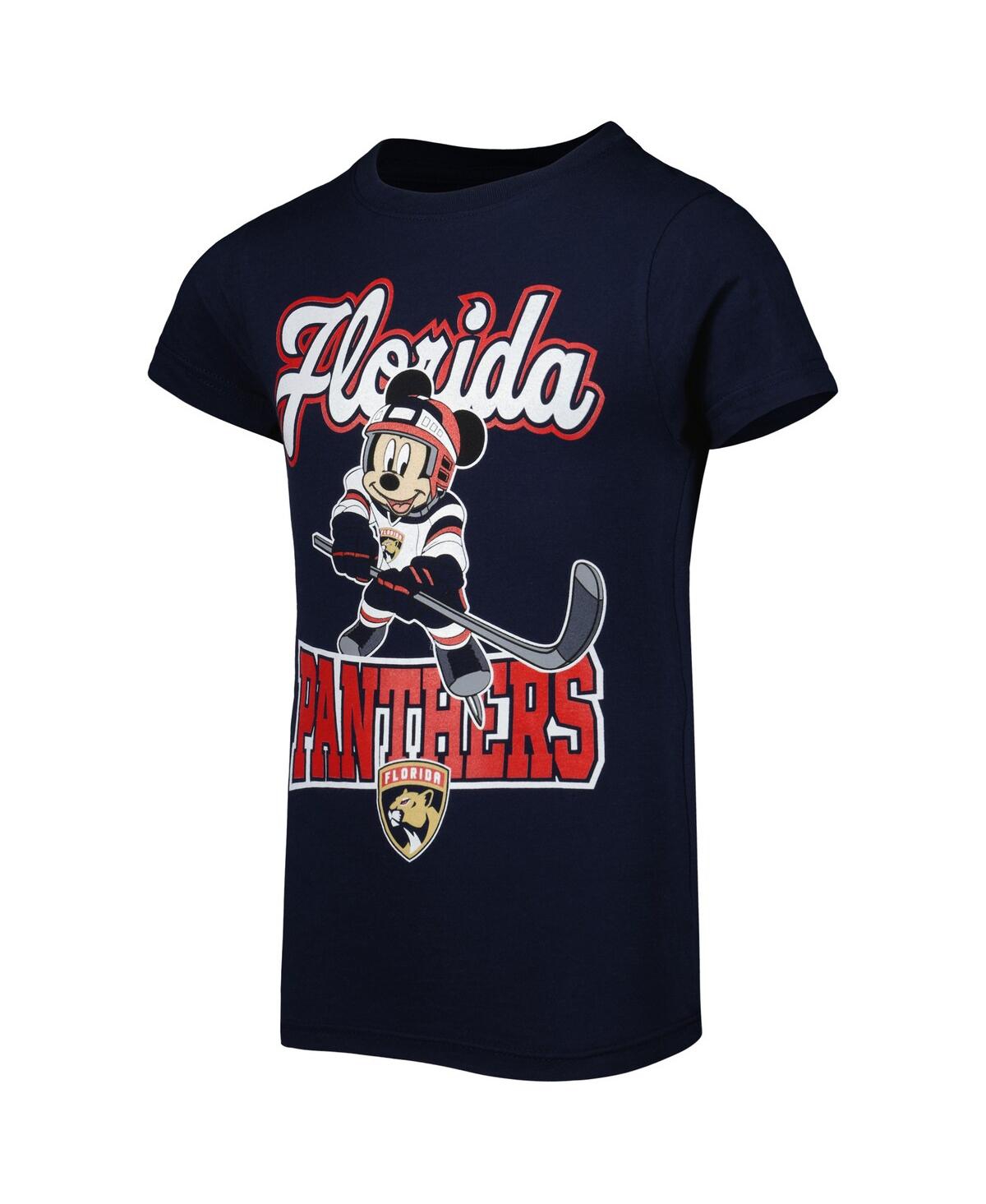 Shop Outerstuff Big Girls Navy Florida Panthers Mickey Mouse Go Team Go T-shirt