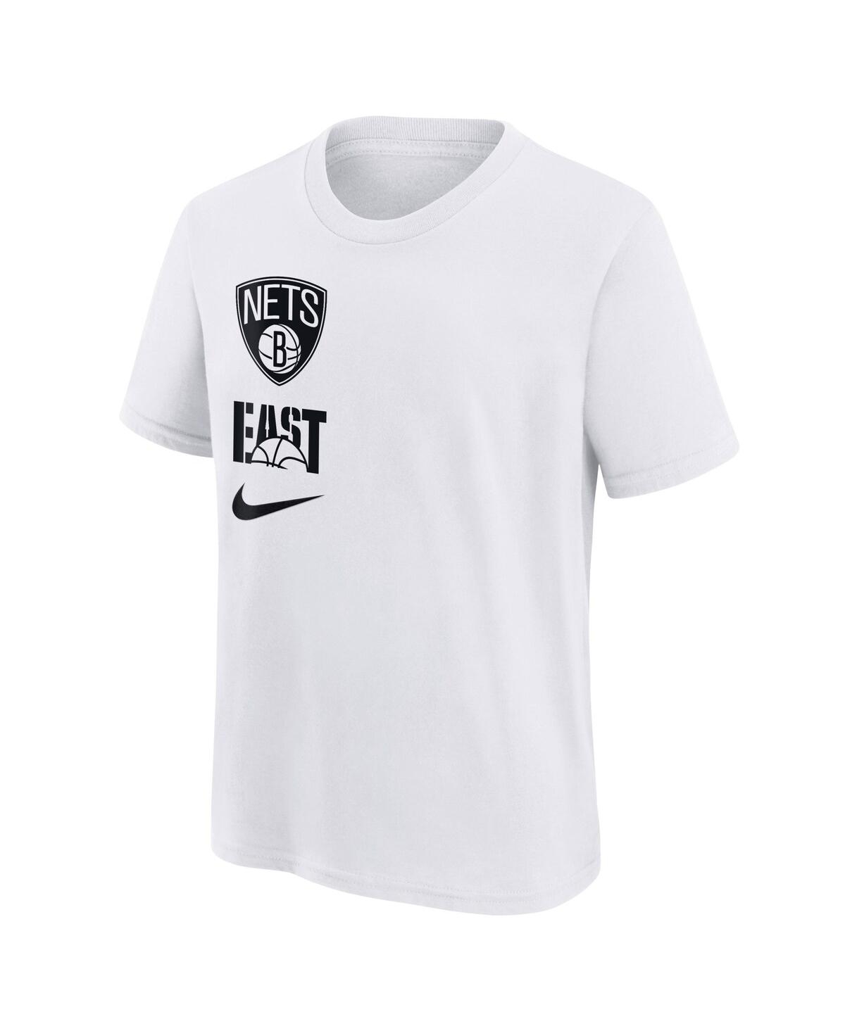 Nike Big Boys And Girls  White Brooklyn Nets Vs Block Essential T-shirt In White