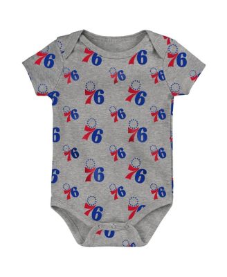 Newborn and Infant Boys and Girls Royal, Gray Philadelphia 76ers Two-Pack Double Up Bodysuit Set