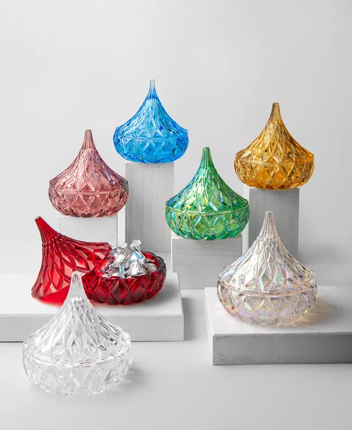 Seven colors of Hershey’s Kiss shaped candy dishes